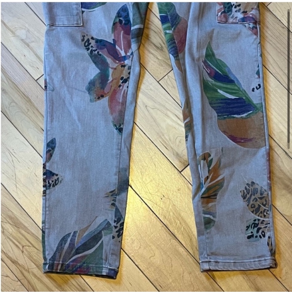 Desigual Camoflower Cargo Trousers beige floral print size 38 - Picture 3 of 12
